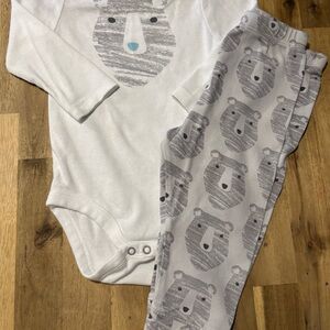 Carter's White and Gray Bear Matching Set